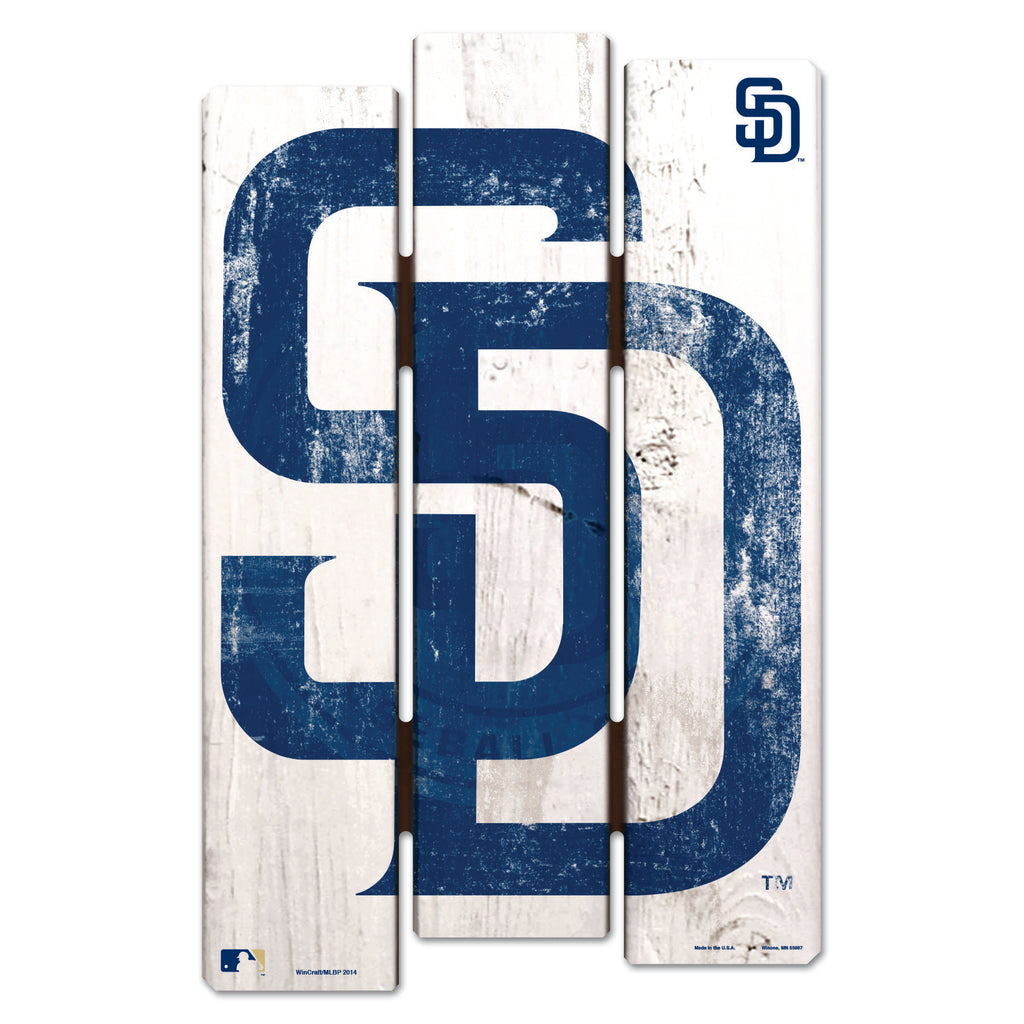 San Diego Padres Sign 11x17 Wood Fence Style White - WinCraft
