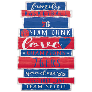 Philadelphia 76ers Sign 11x17 Wood Family Word - WinCraft