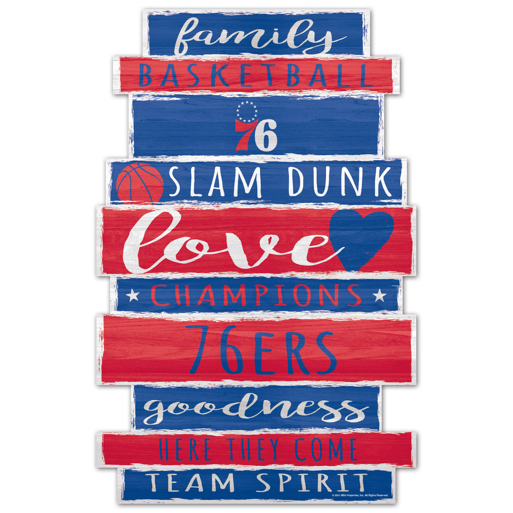 Philadelphia 76ers Sign 11x17 Wood Family Word - WinCraft