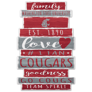 Washington State Cougars Sign 11x17 Wood Family Word - WinCraft