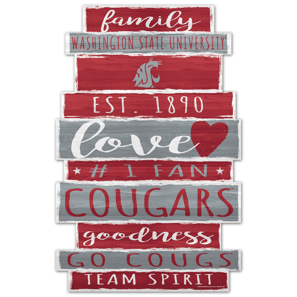 Washington State Cougars Sign 11x17 Wood Family Word - WinCraft