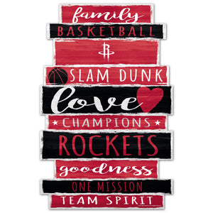 Houston Rockets Sign 11x17 Wood Family Word - WinCraft