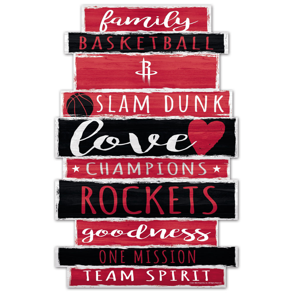 Houston Rockets Sign 11x17 Wood Family Word - WinCraft