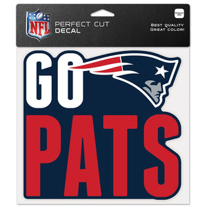 New England Patriots Decal 8x8 Perfect Cut Color Slogan - WinCraft
