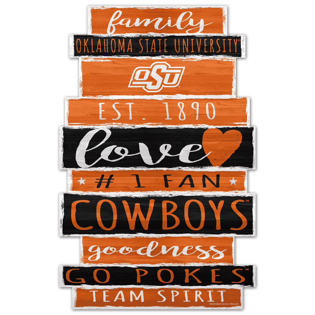 Oklahoma State Cowboys Sign 11x17 Wood Family Word - WinCraft