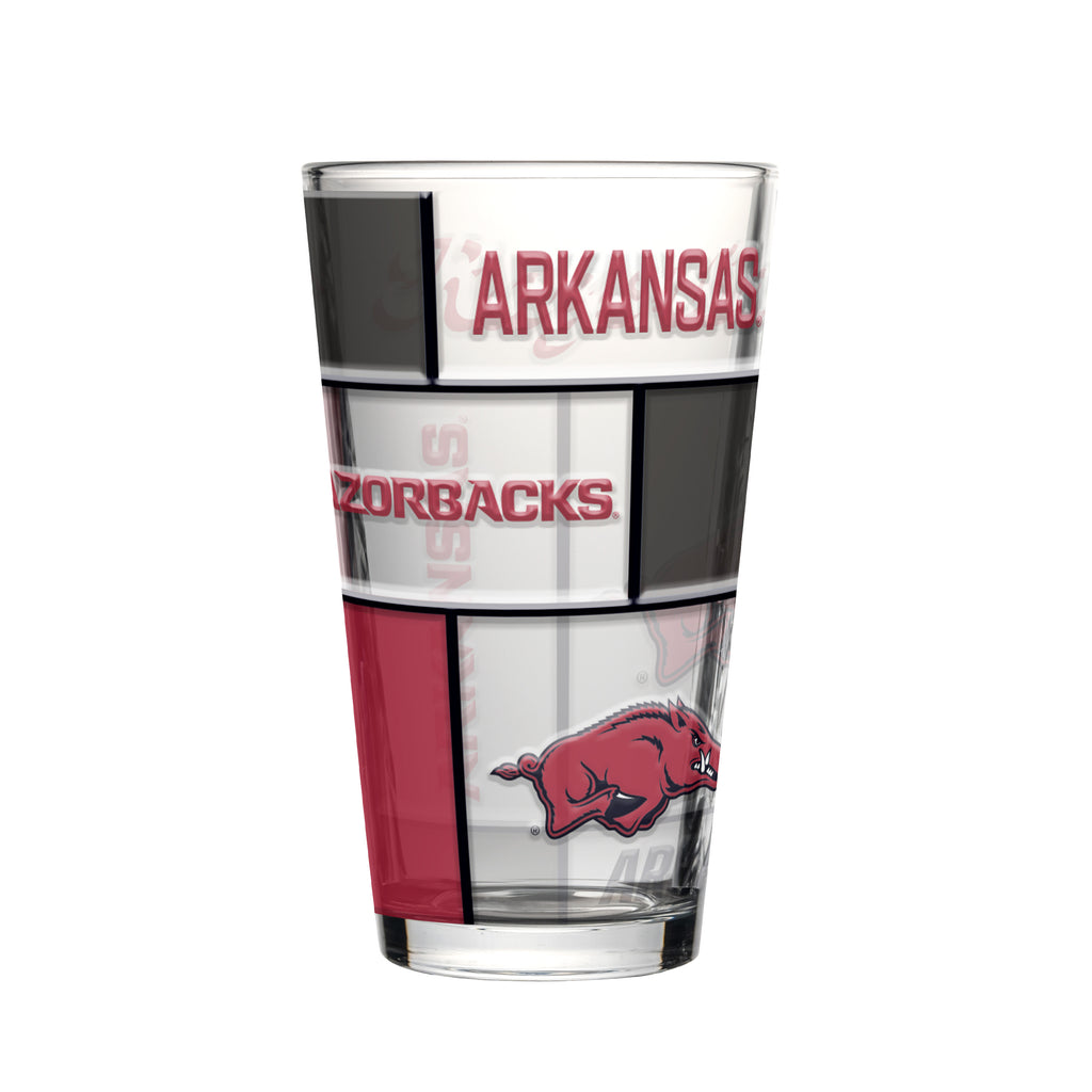 Arkansas Razorbacks Pint Glass 16oz Quilted Stained Boxed - Logo Brands