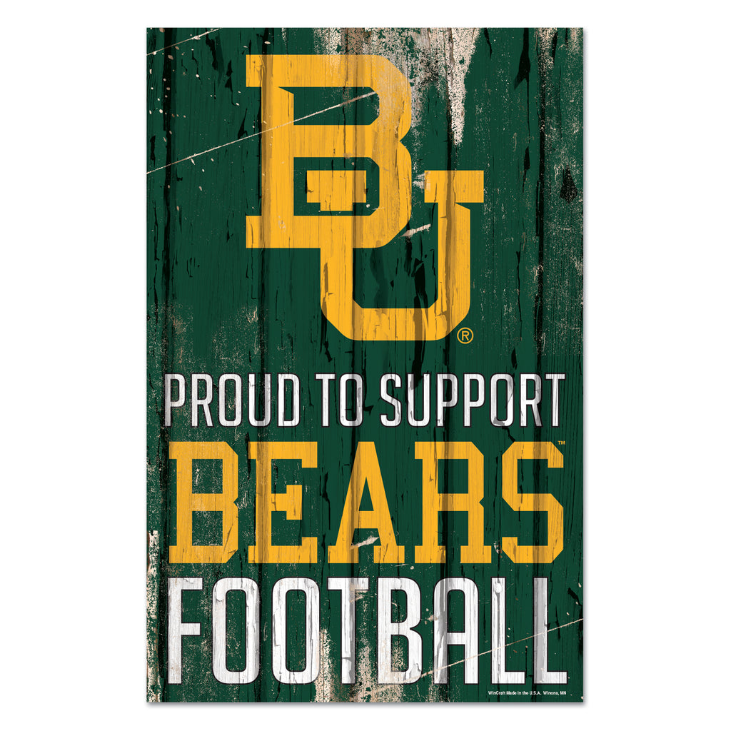 Baylor Bears Sign 11x17 Wood Proud to Support Design - WinCraft