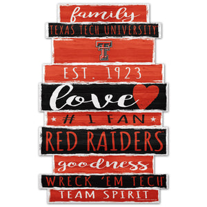 Texas Tech Red Raiders Sign 11x17 Wood Family Word - WinCraft