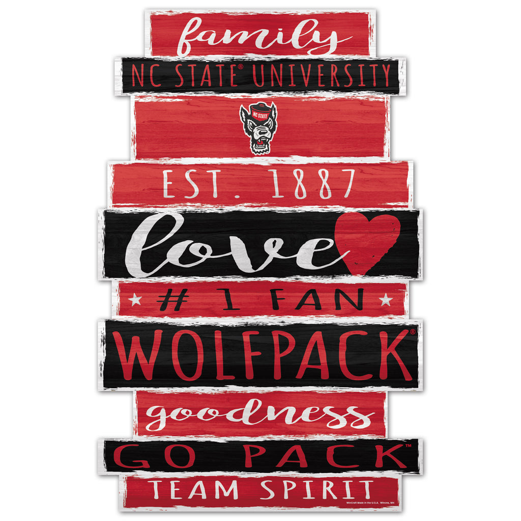 North Carolina State Wolfpack Sign 11x17 Wood Family Word - WinCraft