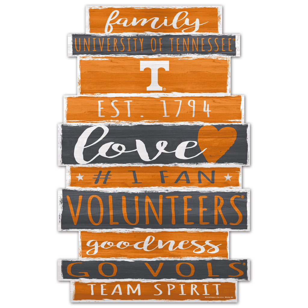 Tennessee Volunteers Sign 11x17 Wood Family Word - WinCraft