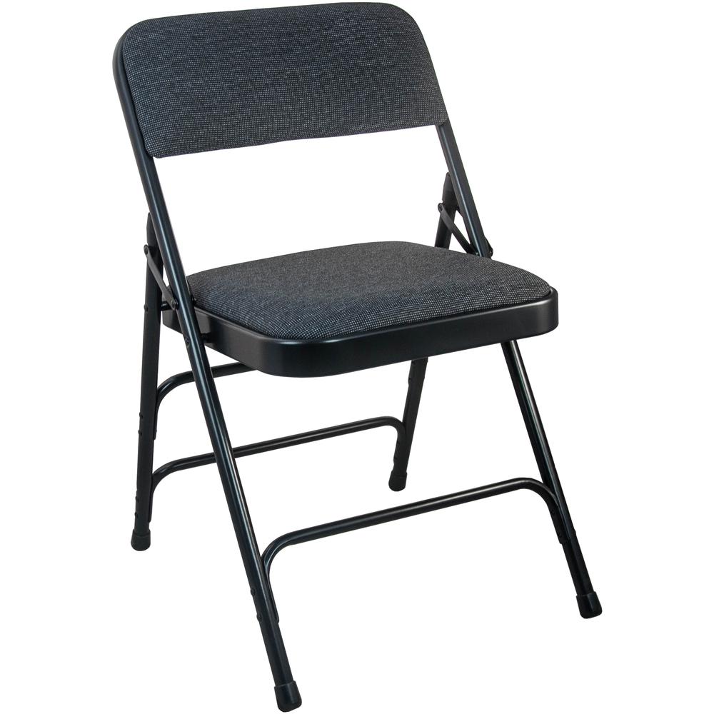 Advantage Black Padded Metal Folding Chair - Black 1-in Fabric Seat - Flash Furniture