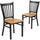 2 Pk. Black Vertical Back Metal Restaurant Chair - Natural Wood Seat - Flash Furniture