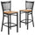 2 Pk. Black Vertical Back Metal Restaurant Barstool - Natural Wood Seat - Flash Furniture