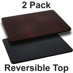 2 Pk. 30'' x 48'' Rectangular Table Top with Black or Mahogany Reversible Top - Flash Furniture