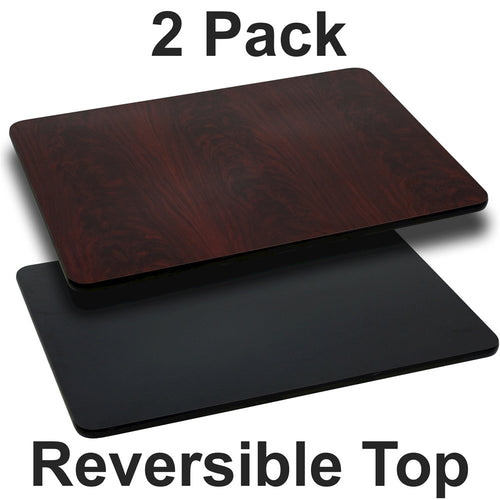 2 Pk. 30'' x 48'' Rectangular Table Top with Black or Mahogany Reversible Top - Flash Furniture