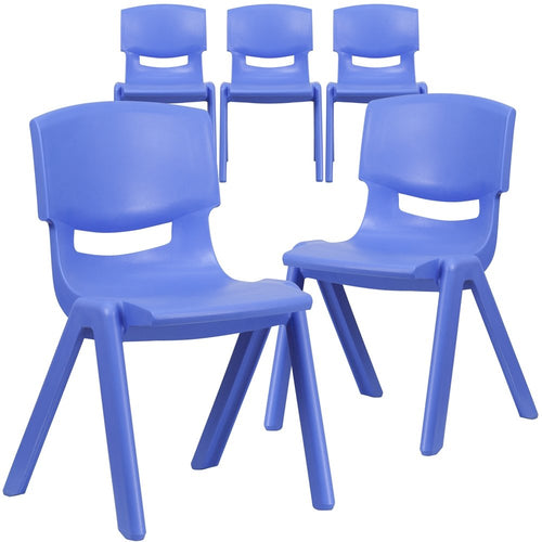 5 Pk. Blue Plastic Stackable School Chair with 15.5'' Seat Height - Flash Furniture