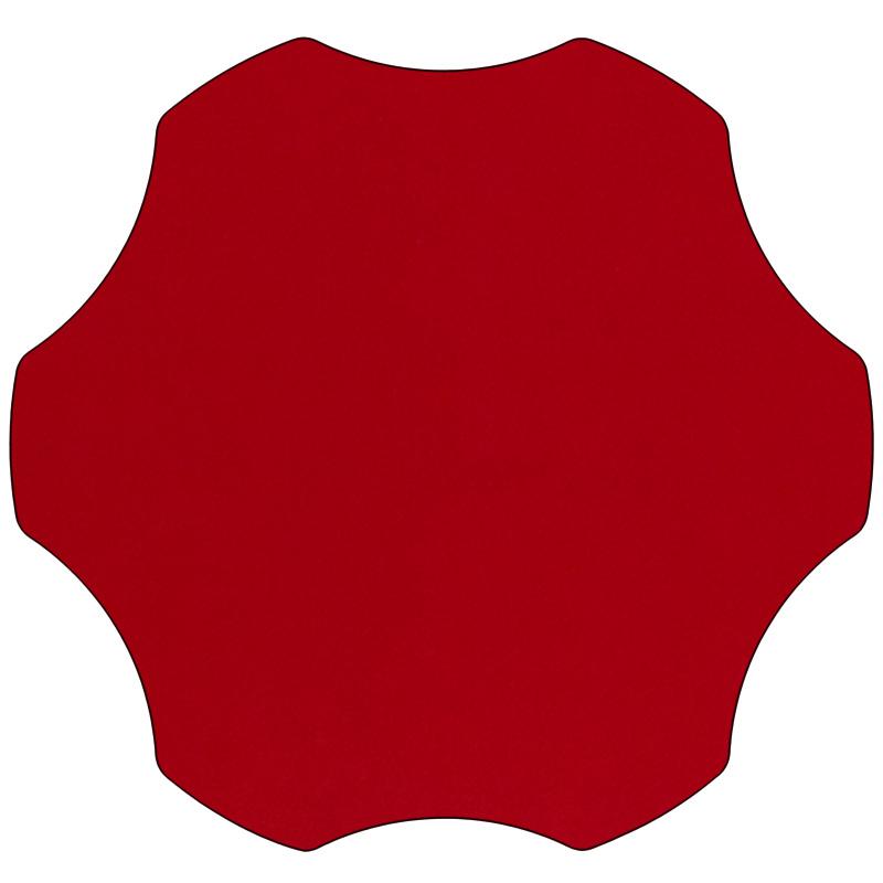 60'' Flower Red Thermal Laminate Activity Table - Height Adjustable Short Legs - Flash Furniture