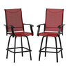 Set of 2 Outdoor Stools - 360 Degree Swivel Bar Stools - Flash Furniture