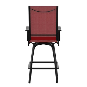 Set of 2 Outdoor Stools - 360 Degree Swivel Bar Stools - Flash Furniture