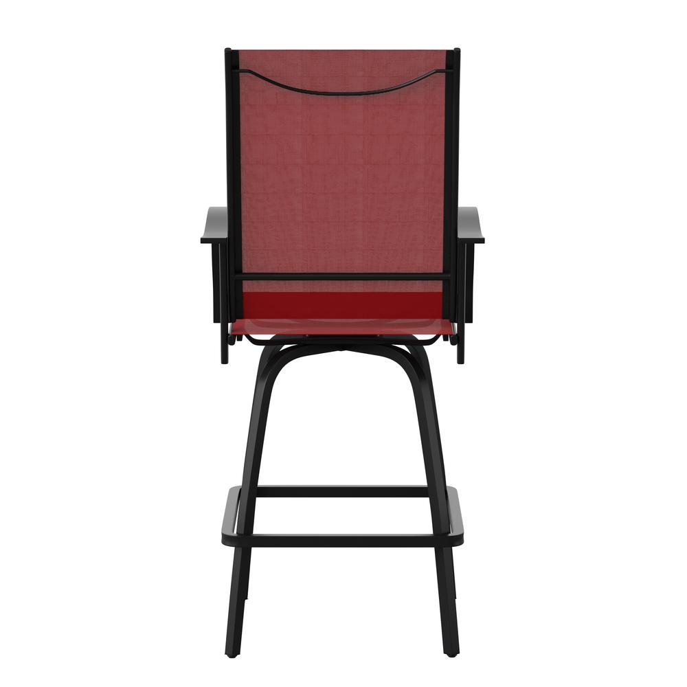 Set of 2 Outdoor Stools - 360 Degree Swivel Bar Stools - Flash Furniture