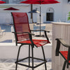 Set of 2 Outdoor Stools - 360 Degree Swivel Bar Stools - Flash Furniture