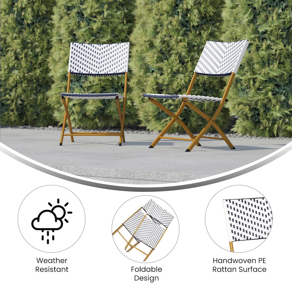 Set of 2 Modern Folding French Bistro Chairs - Flash Furniture