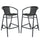 Set of 2 Rattan Restaurant Barstool with Black Aluminum Frame, Black - Flash Furniture