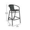 Set of 2 Rattan Restaurant Barstool with Black Aluminum Frame, Black - Flash Furniture