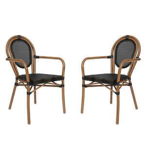 Set of 2 Classic Commercial Grade Bistro Chairs, Black/Natural Frame - Flash Furniture