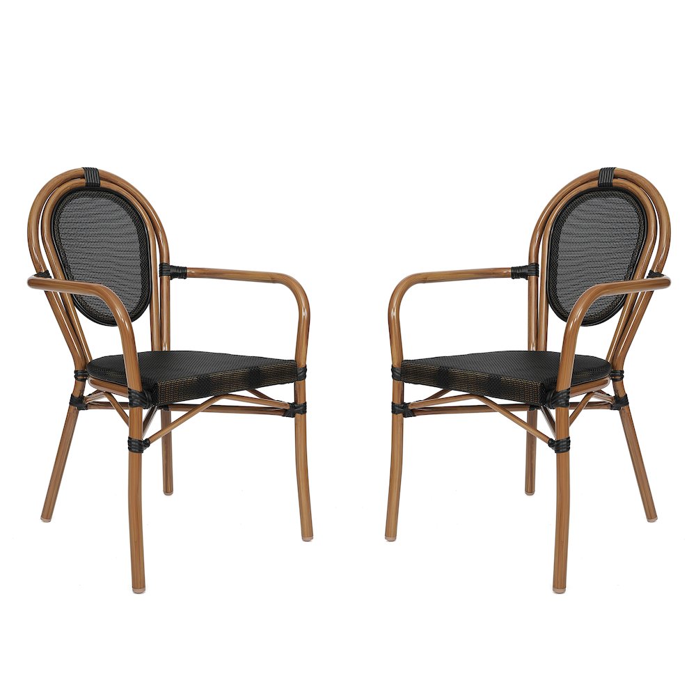 Set of 2 Classic Commercial Grade Bistro Chairs, Black/Natural Frame - Flash Furniture