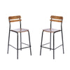 2 Pack Cyprus Solid Wood Bar Stools, Black Metal Frames, Antique Copper Finish - Flash Furniture