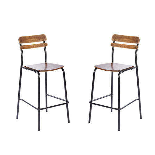 2 Pack Cyprus Solid Wood Bar Stools, Black Metal Frames, Antique Copper Finish - Flash Furniture