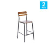 2 Pack Cyprus Solid Wood Bar Stools, Black Metal Frames, Antique Copper Finish - Flash Furniture
