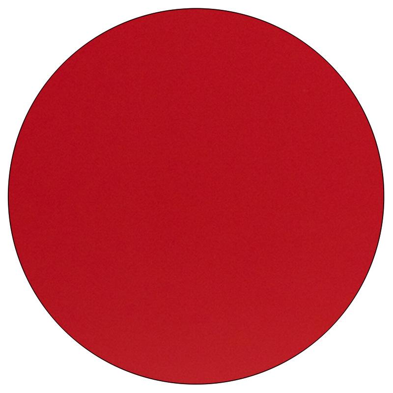 Mobile 48'' Round Red HP Laminate Activity Table - Height Adjustable Short Legs - Flash Furniture