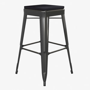 Modern Industrial Metal Bar Stool with Poly Resin Seat, Set of 4 - Flash Furniture
