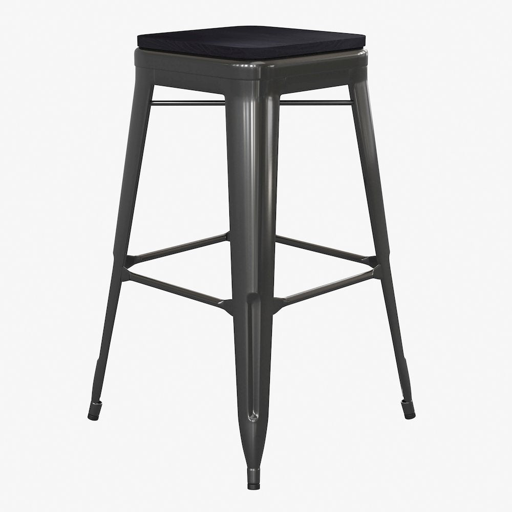 Modern Industrial Metal Bar Stool with Poly Resin Seat, Set of 4 - Flash Furniture