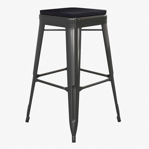 Modern Industrial Metal Bar Stool with Poly Resin Seat, Set of 4 - Flash Furniture