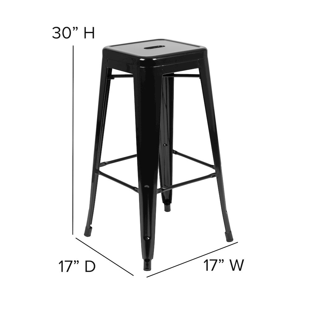 Modern Industrial Metal Bar Stool with Poly Resin Seat, Set of 4 - Flash Furniture