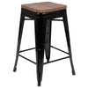 Set of 4 Modern Industrial Metal Stools in Black - Flash Furniture