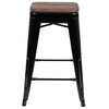 Set of 4 Modern Industrial Metal Stools in Black - Flash Furniture