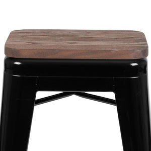 Set of 4 Modern Industrial Metal Stools in Black - Flash Furniture