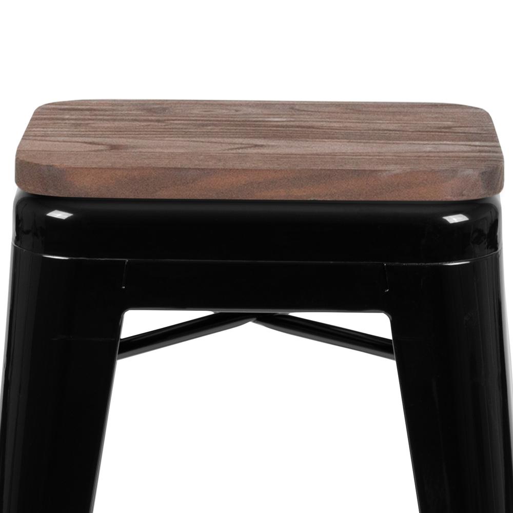 Set of 4 Modern Industrial Metal Stools in Black - Flash Furniture