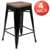 Set of 4 Modern Industrial Metal Stools in Black - Flash Furniture