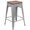 Set of 4 Modern Industrial Metal Stools  in Silver - Flash Furniture