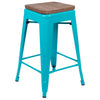 Set of 4 Modern Industrial Metal Stools  in Teal - Flash Furniture