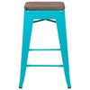 Set of 4 Modern Industrial Metal Stools  in Teal - Flash Furniture