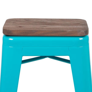Set of 4 Modern Industrial Metal Stools  in Teal - Flash Furniture