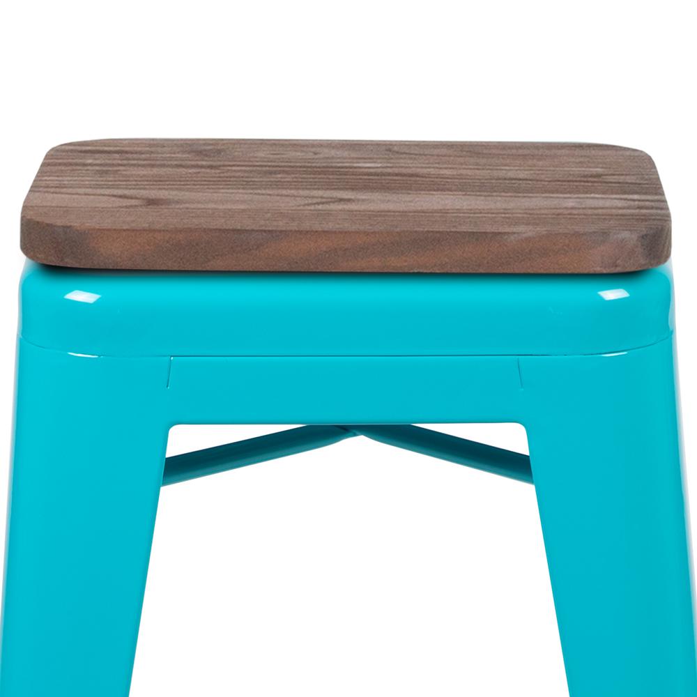 Set of 4 Modern Industrial Metal Stools  in Teal - Flash Furniture