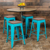 Set of 4 Modern Industrial Metal Stools  in Teal - Flash Furniture