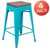Set of 4 Modern Industrial Metal Stools  in Teal - Flash Furniture